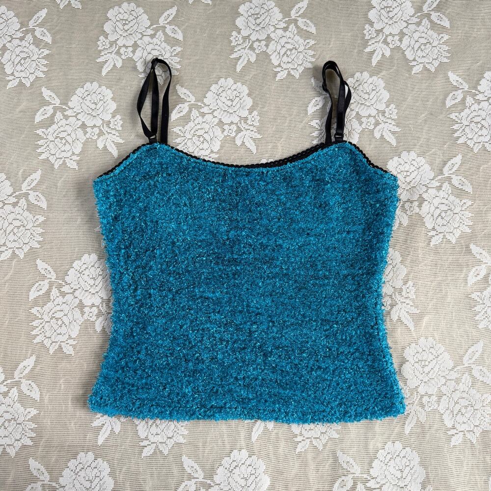 Vintage Y2K Bebe Teal Fuzzy Cami Top